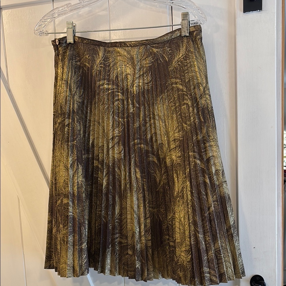 Trina Turk Elegant Gold & Brown vintage Pleated Skirt size 8